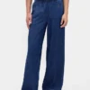 Jeans baggy plissé ultra-doux à taille mi-haute