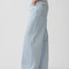 Jeans baggy plissé ultra-doux à taille mi-haute