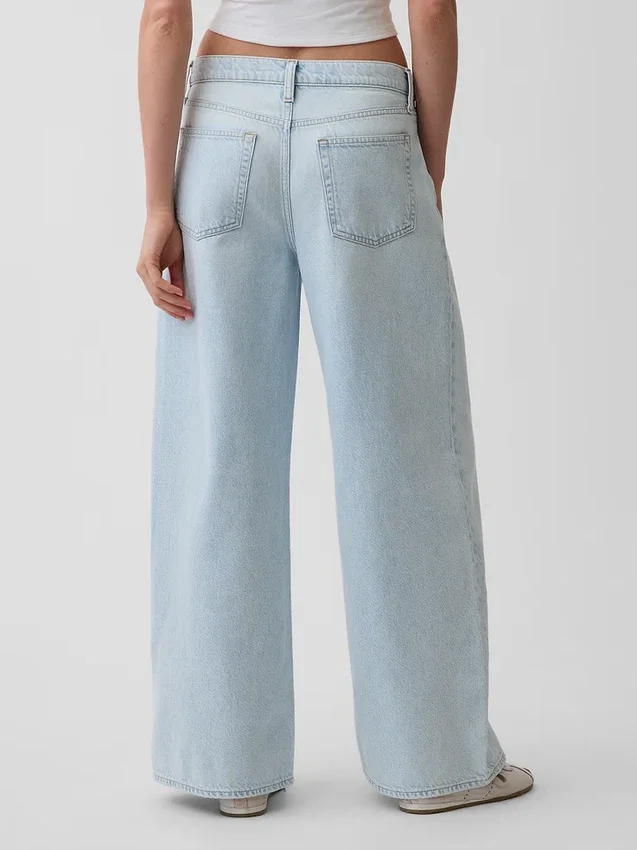 Jeans baggy plissé ultra-doux à taille mi-haute