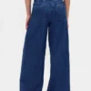 Jeans baggy plissé ultra-doux à taille mi-haute