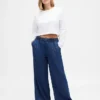 Jeans baggy plissé ultra-doux à taille mi-haute