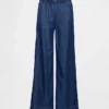 Jeans baggy plissé ultra-doux à taille mi-haute