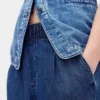 Jeans baggy plissé ultra-doux à taille mi-haute