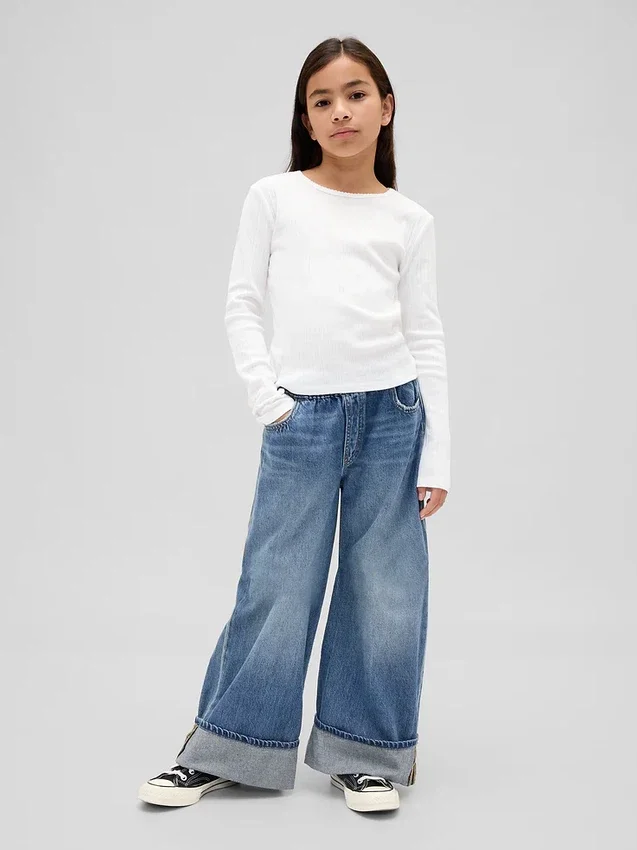 Jeans baggy pour enfant à taille basse et jambes larges