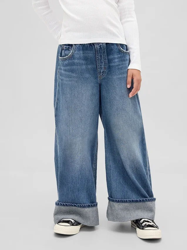 Jeans baggy pour enfant à taille basse et jambes larges