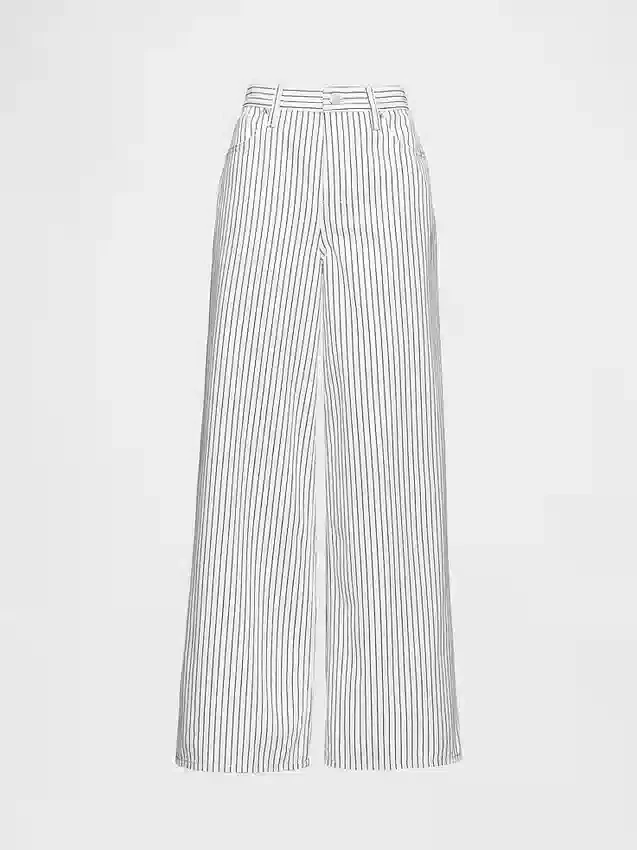 Jeans baggy à rayures en denim, taille mi-haute