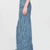 Jeans baggy à rayures en denim ultra-doux, taille mi-haute