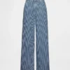 Jeans baggy à rayures en denim ultra-doux, taille mi-haute