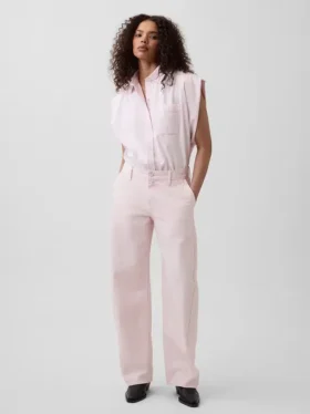Jeans baggy rose taille basse GAP × Hfr de la collection Nicole Benefield