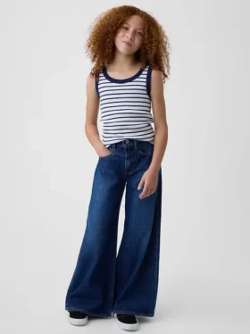 Jeans baggy taille basse avec empiècement avant pour enfants