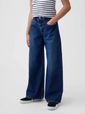 Jeans baggy taille basse avec empiècement avant pour enfants