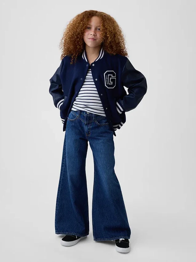 Jeans baggy taille basse avec empiècement avant pour enfants