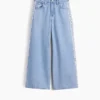 Jeans baggy taille basse à bordure en dentelle pour enfant