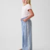 Jeans baggy taille basse à bordure en dentelle pour enfant