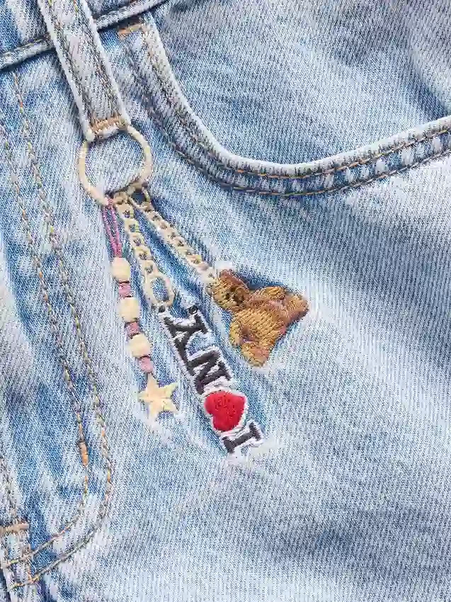 Jeans baggy taille basse brodé « I Heart NY » pour enfants