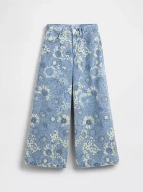 Jeans baggy à taille basse et imprimé floral pour enfants