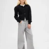 Jeans baggy taille basse pour enfant avec nœuds et ourlet fendu