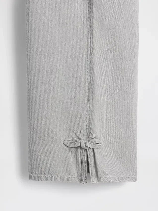 Jeans baggy taille basse pour enfant avec nœuds et ourlet fendu