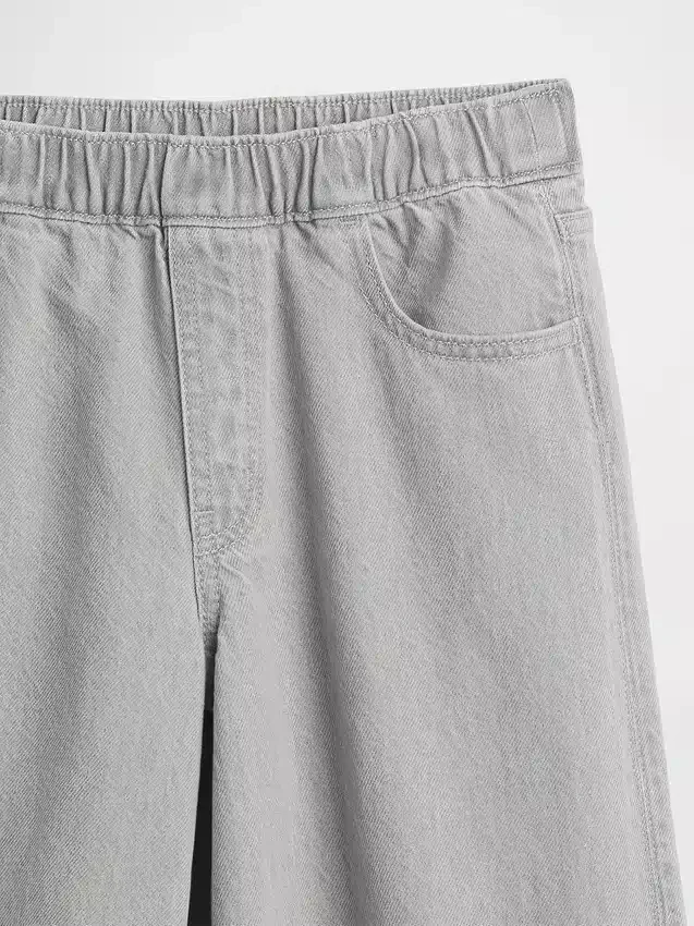 Jeans baggy taille basse pour enfant avec nœuds et ourlet fendu