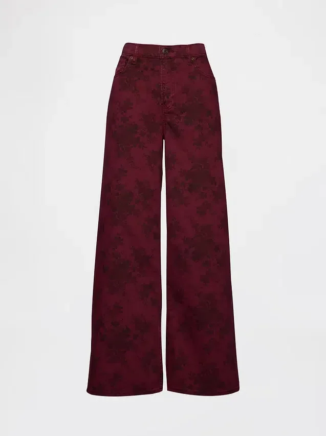 Jeans baggy à taille mi-haute et imprimé floral