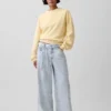 Jeans baggy à taille mi-haute, ultra-doux, avec micro-ceinture