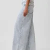 Jeans baggy à taille mi-haute, ultra-doux, avec micro-ceinture