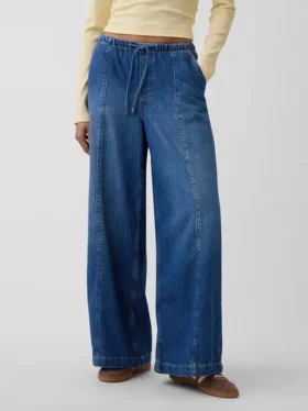 Jeans baggy taille mi-haute, ultra-doux et aux coutures discrètes