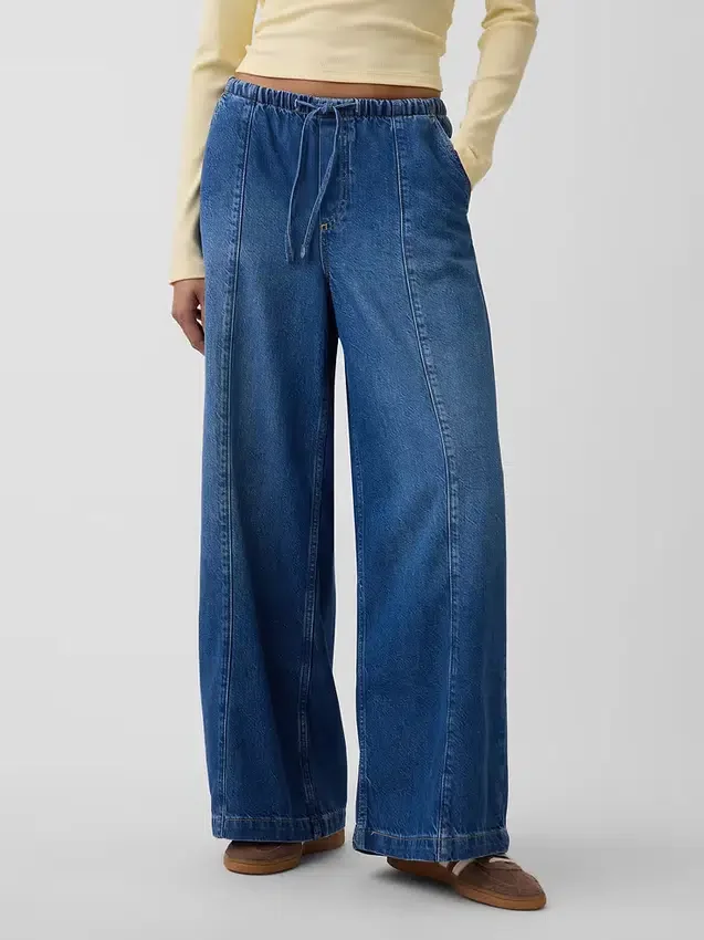 Jeans baggy taille mi-haute, ultra-doux et aux coutures discrètes