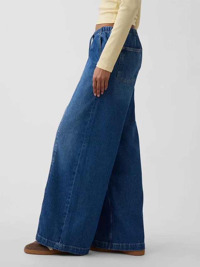 Jeans baggy taille mi-haute, ultra-doux et aux coutures discrètes