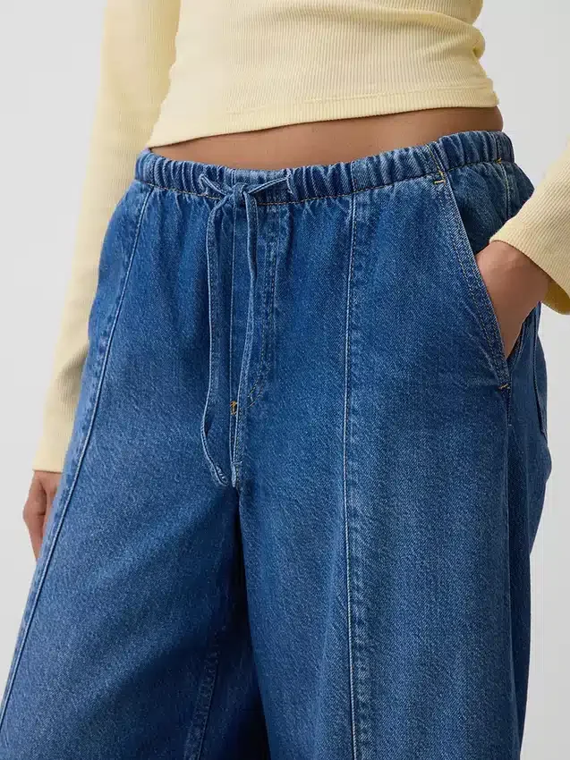 Jeans baggy taille mi-haute, ultra-doux et aux coutures discrètes