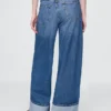 Jeans baggy à taille mi-haute, ultra-doux et à revers