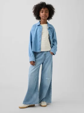 Jeans baggy ultra-doux à taille basse pour enfants