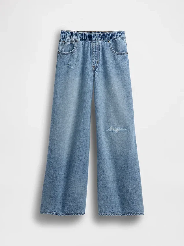 Jeans baggy ultra-doux à taille basse pour enfants