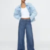 Jeans baggy ultra-doux à taille mi-haute