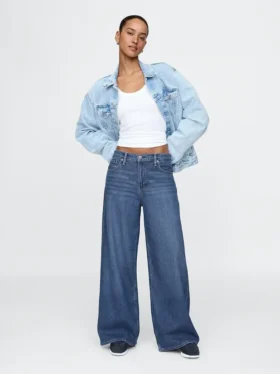 Jeans baggy ultra-doux à taille mi-haute