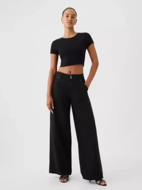 Jeans baggy ultra-doux à taille mi-haute