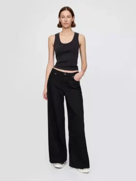 Jeans baggy ultra-doux à taille mi-haute