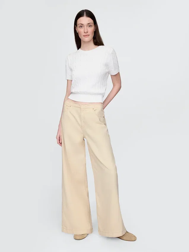 Jeans baggy ultra-doux à taille mi-haute