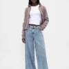 Jeans baggy ultra-doux à taille mi-haute