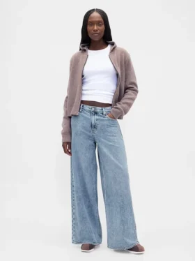 Jeans baggy ultra-doux à taille mi-haute