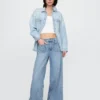 Jeans baggy ultra-doux à taille mi-haute