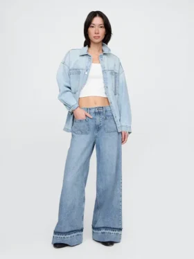 Jeans baggy ultra-doux à taille mi-haute
