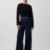 Jeans baggy ultra-doux à taille mi-haute