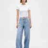 Jeans baggy ultra-doux à taille mi-haute