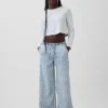 Jeans baggy ultra-doux à taille mi-haute