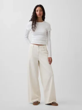 Jeans baggy ultra-doux à taille mi-haute