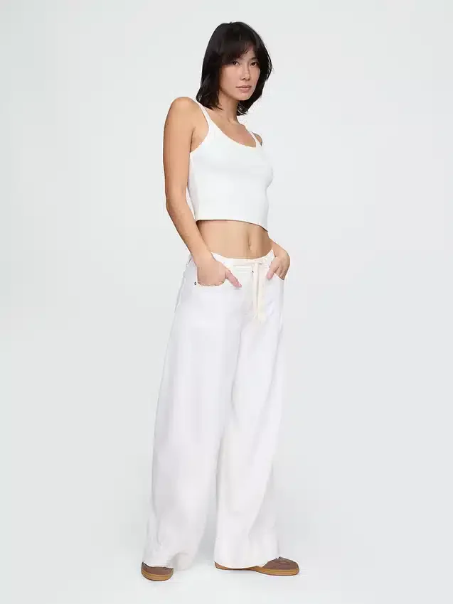 Jeans baggy ultra-doux à taille mi-haute