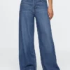 Jeans baggy ultra-doux à taille mi-haute