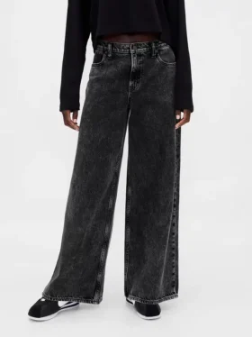 Jeans baggy ultra-doux à taille mi-haute