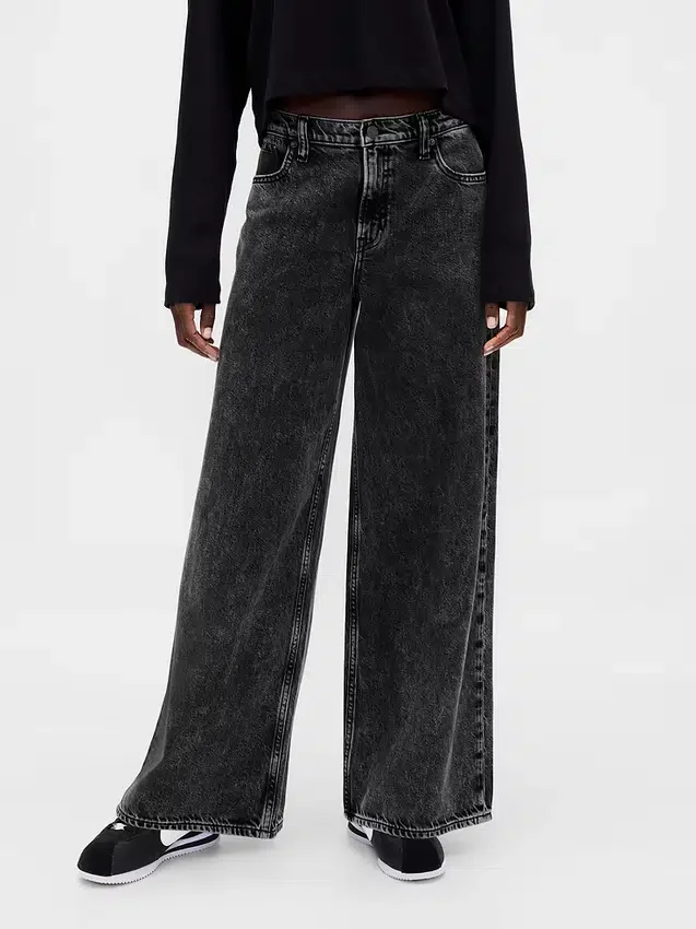 Jeans baggy ultra-doux à taille mi-haute